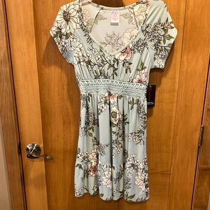 NWT No Boundaries JR Aqua Babydoll Dress with V-neck Short Sleeves, Sizes S